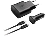 Conjunto carregadores ISY ITS-7000 USB-C 3A Preto