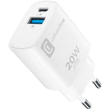 Carregador USB+USB-C Cellular Line 20W - Branco