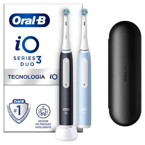 Escovas de Dentes Elétricas Oral-B IO  Series 3 Duo - 2 Unidades - Preta + Azul