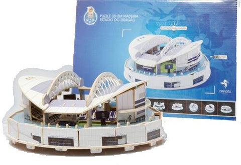 Puzzle 3D em Madeira: Estádio do Dragão com Luz Incluída - Kit Constrói