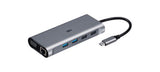 Hub USB-C ISY IAD-1026 - LAN / 4x USB-A / 1x USB-C / 2x HDMI / 1x VGA / Leitor Cartões