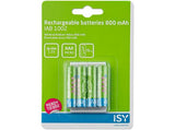 Pilhas Recarregáveis Isy IAB-1002 Pack 4 AAA 800mAh