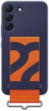 Capa Samsung Galaxy S22 Silicone com Fita - Azul Escuro/Fita Laranja