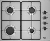 Placa a Gás Beko HIGG 64103 SXN | Gás Butano/Propano | 58 cm | 4 Zonas | Aço inoxidável