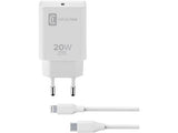 Carregador Cellularline Kit Casa USB-C Lightning 20W  Branco