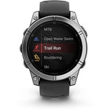 Relógio Desportivo Garmin Fenix E 47mm - Aço Inoxidável com Bracelete Preta em Silicone