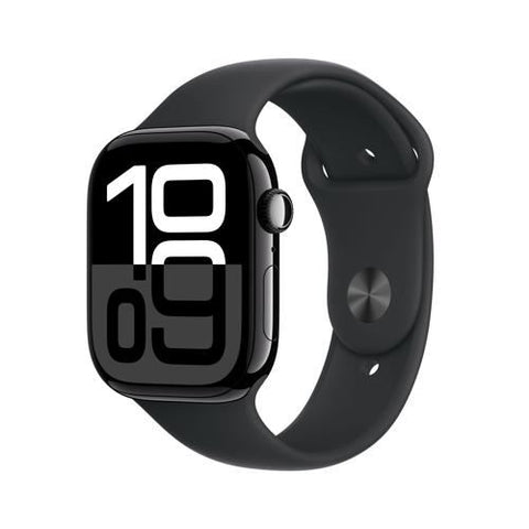 Apple Watch Series 10 GPS 46mm - Alumínio Preto brilhante | Bracelete Desportiva Preto - S/M