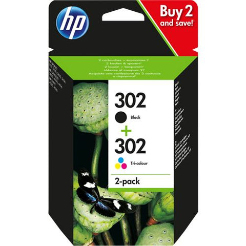 HP Pack Tinteiro Preto 302 + Tricolor