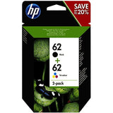 HP Pack Tinteiro Preto Nº62 + Tricolor Nº62 (J3M80AE) -  Elegível para o HP Instant Ink