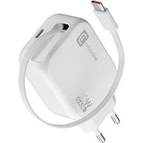 Carregador USB-C com Cabo Retrátil Cellularline - 30W - Branco