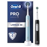 Escovas de Dentes Elétricas Oral-B Pro Series 1 Duo - 2 Unidades - Azul + Preta