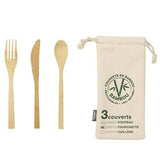 Conjunto Talheres CMP Paris Ecolo KA4357 - 3 Talheres Bambu e Bolsa