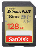 Cartão de Memória SDHC SanDisk Extreme Plus - 128GB Classe 10 190MB/s