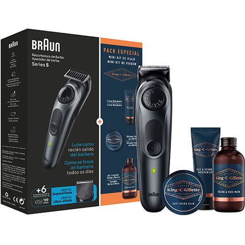 Pack Máquina de Barbear Braun Series 5 BT5450 - Preto + Mini Kit de Viagem King.C.Gillete