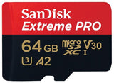 Cartão de Memória MicroSDXC SanDisk Extreme Pro - 64GB C10 V30 U3 200MB/S