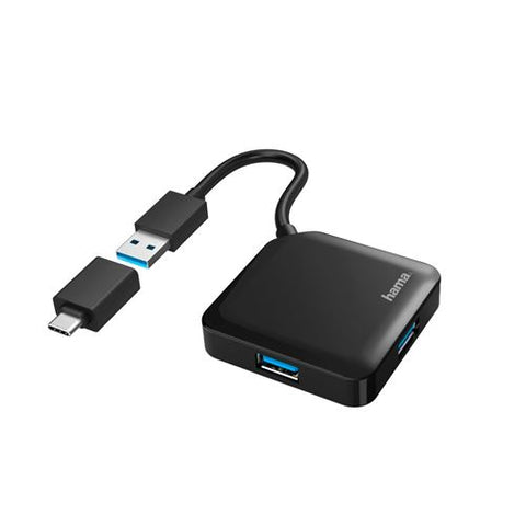 HUB USB 3.2 Hama 4 Portas Preto (200116)