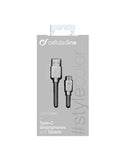 Cabo de Dados Cellularline USB Tipo-A/ USB-C 1m Branco