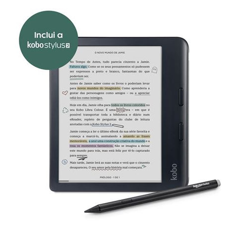 Ereader Kobo Libra Colour + Caneta Kobo Stylus 2 - Preto