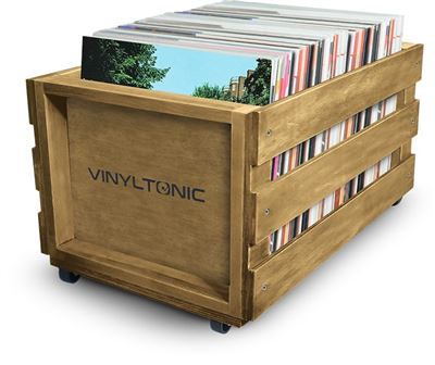 Caixa de Arrumação Vinyl Tonic VT08 Discos Vinil - Madeira Natural