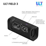 Coluna Portátil Bluetooth Sony Field 3 SRS-ULT30B - Preto