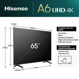 Smart TV Hisense 65 UHD 4K 65A6N - 165 cm