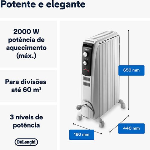 Aquecedor a Óleo DeLonghi Dragon4 TRD40820 - Branco - 2000W