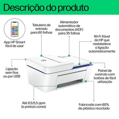 Impressora Multifunções HP DeskJet 4230e (60K30B) - Elegível para HP Instant Ink