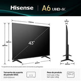 Smart TV Hisense 43 LED UHD 4K 43A6Q - 109cm