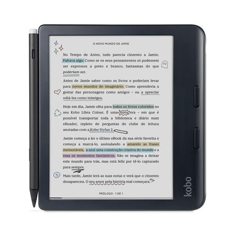 Ereader Kobo Libra Colour + Caneta Kobo Stylus 2 - Preto