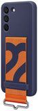 Capa Samsung Galaxy S22 Silicone com Fita - Azul Escuro/Fita Laranja