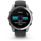 Relógio Desportivo Garmin Fenix E 47mm - Aço Inoxidável com Bracelete Preta em Silicone