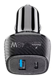 Carregador de Isqueiro Cellular Line USB+ USB-C 30W - Preto