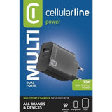 Carregador USB + USB-C Power Delivery Cellular Line Multipower PD 32W - Preto