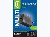 Carregador Cellularline - Casa Multi 2x USB-A 24W - Preto