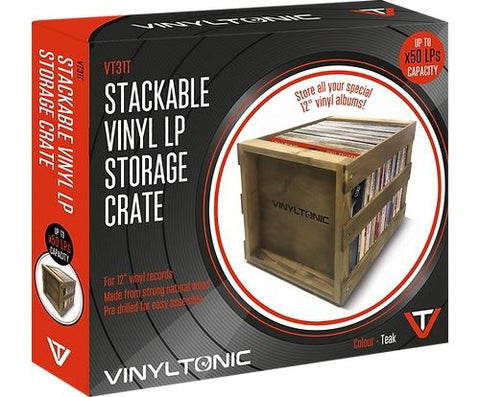 Caixa de Arrumação Vinyl Tonic VT31T para Discos de Vinil - Madeira Natural