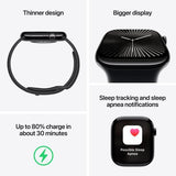 Apple Watch Series 10 GPS 46mm - Alumínio Preto brilhante | Bracelete Desportiva Preto - S/M