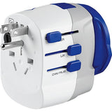 Adaptador Tomada Go Travel EU / Mundial com USB/USB-C - Branco / Azul