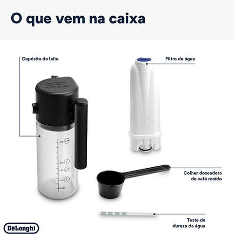 Máquina de Café Automática com Moinho DeLonghi Magnifica Start MilkECAM2200.80.SB - Prateada / Preta