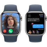 Apple Watch Series 9 GPS 41mm - Cellular - Aço Inoxidável Prateado | Bracelete Desportiva Azul trovoada - S/M