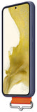 Capa Samsung Galaxy S22 Silicone com Fita - Azul Escuro/Fita Laranja