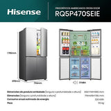 Frigorífico Americano Hisense Rq5P470Seie | 178,5X79,4X69,8 Cm | 483 L | E | Look Inox - Outlet - Grade B