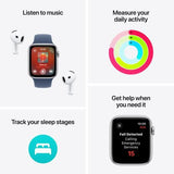 Apple Watch SE 2024 GPS 44mm - Alumínio Prateado | Bracelete Desportiva Azul denim - S/M