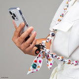 Cordão para Smartphone Emily in Paris - Branco / Padrão Rosas e Croissants