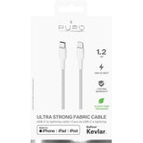 Cabo Kevlar USB-C para Lightning Puro Fabrik 1.2m - Branco