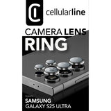 Película Lente Câmara Cellularline Camera Lens Ring para Samsung Galaxy S25 Ultra - Moldura Preta