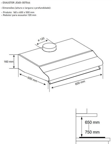 Exaustor Jocel JE60I-007544 | 60 Cm - Aço inoxidável