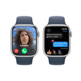 Apple Watch Series 9 GPS 45mm - Cellular - Alumínio Prateado | Bracelete Desportiva Azul trovoada - S/M