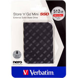 Disco Externo Mini SSD Verbatim Store 'n' Go - 512GB - Preto