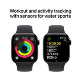 Apple Watch Series 10 GPS 42mm - Alumínio Preto Brilhante | Bracelete Desportiva Preta - S/M