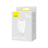 Carregador Compacto 2x USB Baseus 10.5W - Branco